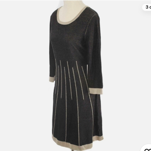 JESSICA H Heathered Gray &Tan Knit Sheath Sweater Dress Women's SizeLarge GUC - Picture 2 of 11